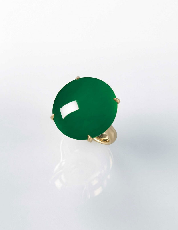 Natural jadeite cabochon ring